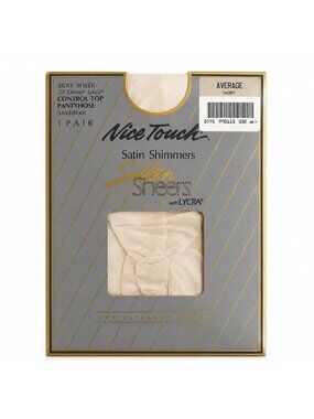 Nice Touch Silken Sheers Control Top Pantyhose Size Average, IVORY Vintage
